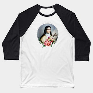 St Therese of Lisieux Little Flower Rose Catholic Saint Baseball T-Shirt